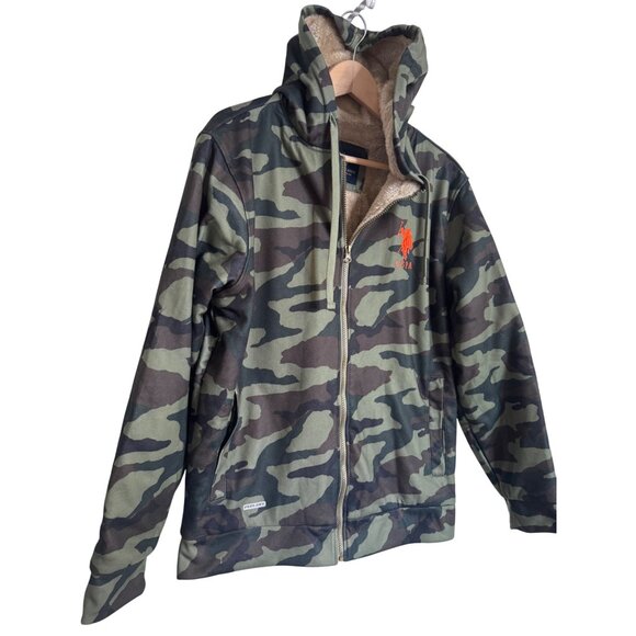 US Polo Assn. Sherpa Camo Hoodie Full Zip Lined Size Medium NWT - Picture 13 of 13